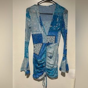 NORDSTROM BOHO PAISLEY BLUE AND WHITE DRESS SIZE SMALL!! EUC! #32